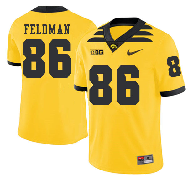 2019 Men #86 Noah Feldman Iowa Hawkeyes College Football Alternate Jerseys Sale-Gold